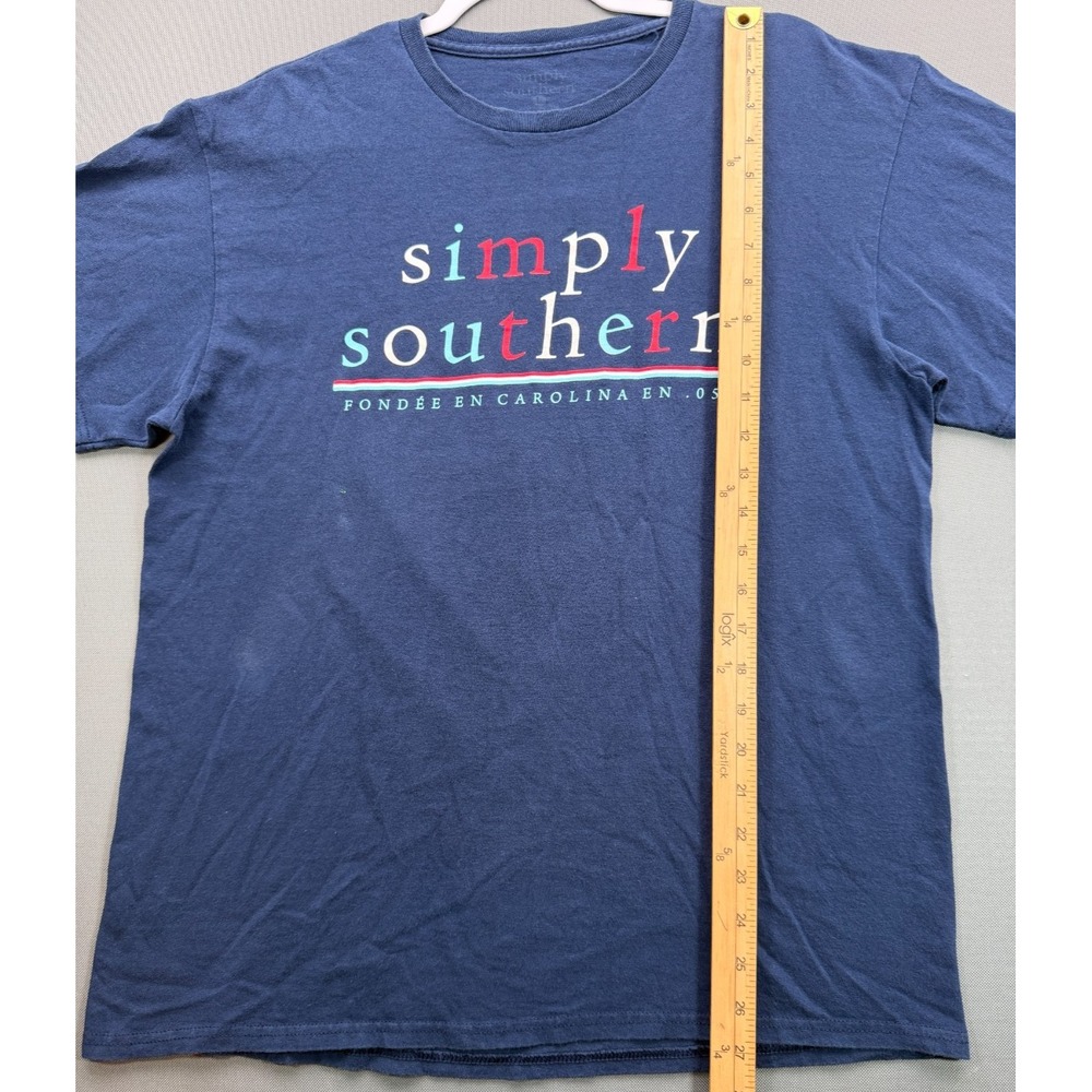 Simply Southern Red White & Moo Cow T-Shirt Navy Blue Patriotic Tee Womens Large - Picture 6 of 8